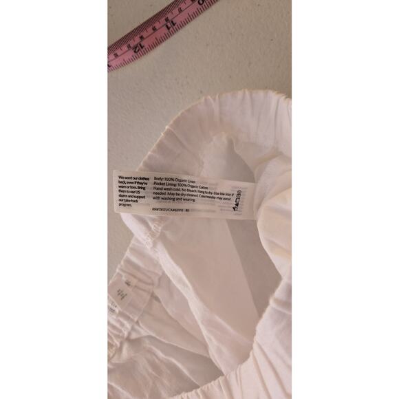 EILEEN FISHER White Organic Linen Cotton Blend Wide Leg Pants M/M - Picture 6 of 7